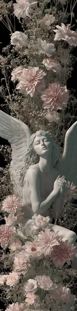 Free angel bookmark featuring an angel crouching in the garden